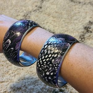 Elegant Purple and Black Bracelet Set